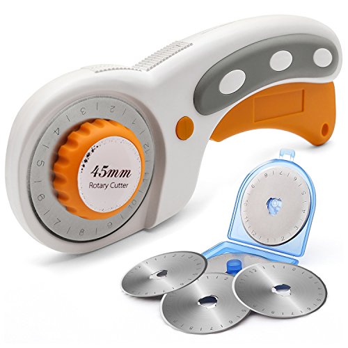45mm Rotary Cutter Set for Sewing Fabric Leather Quilting Tools with 5 Replacement Pinking Rotary Blades …