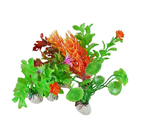 51Panda 13 Pcs Artificial Aquarium Plants Multiple Types Green Plastic Simulation Floating Grass for Fish Tank, Aquarium, Home Ponds Decorations (Grass Style Sent Random)