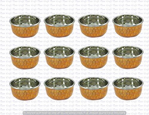 12 PCs Traditional Serving Bowl Stainless Steel Copper Dinnerware Katori Utensil Craft place