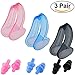 3 Pairs of IPOW Soft Silicone Swim Nose Clip+Ear Plugs Set for Swimming Comfortable for Adults & Kids,3 Colors for Pink,Blue and Black