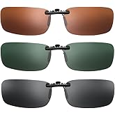 FOMIYES 3pcs Polarized Clip-on Sunglasses - Myopia Glasses Clips for Driving Fishing And Uv Protection (gray, Dark Green, Coffee)