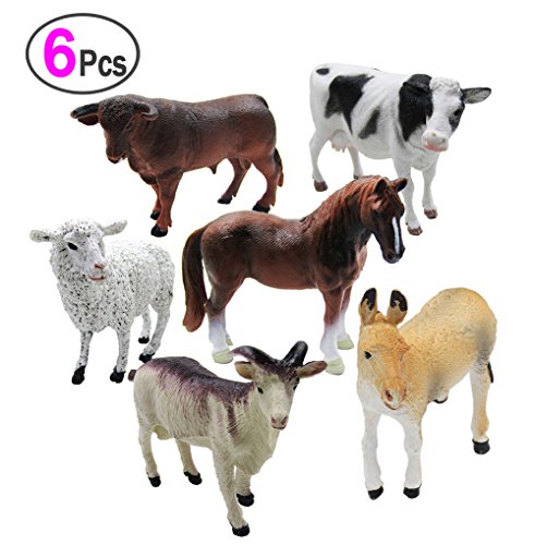 6 piece farm animal models toy set, realistic animals action figu…