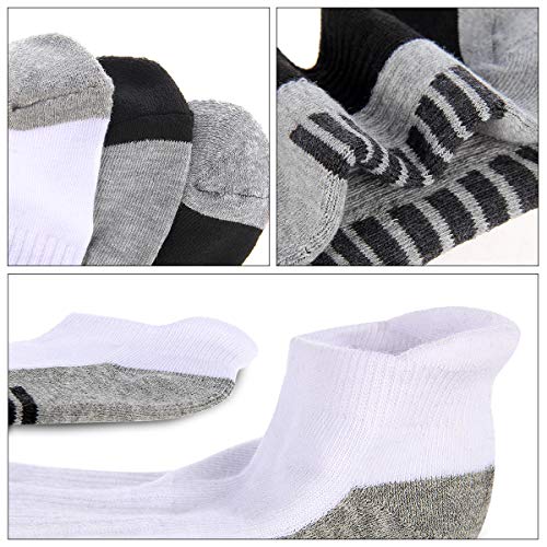 eallco Mens Ankle Socks Low Cut Athletic Cushioned Running Tab Socks 6 Pack