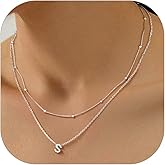PROSILVER S925 Sterling Silver Necklace for Women Layered Initial Pendant Necklaces Women's Dainty Silver Chain Trendy Charm Necklace Letter A-Z