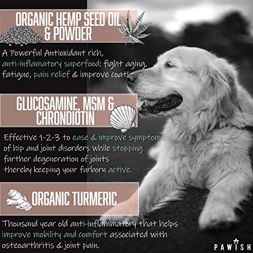 Hemp Hip & Joint Supplement for Dogs with Organic Hemp Oil, Glucosamine
