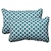 Pillow Perfect Trellis Indoor/Outdoor Throw Pillows, 2 Count, Lumbar - 11.5 x 18.5, Green Hockley Teal