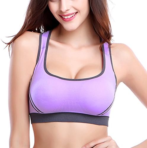 Welltogther Women Purple Push Up Sports Bra Tank Top (M, Purple)