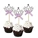 MAGICMAI Cupcake Toppers Glitter Crown Cake Decoration Dessert Table Birthday Party Decor 20 Pieces, Silver