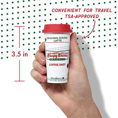 Ready to Drink, Bottled Krispy Kreme Coffee Shots - 100mg Caffeine, Original Glazed Latte, Deliciously sweet coffee energy boost in a ready-to-drink 2-ounce shot, 6 pack