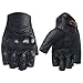 Men’s Summer Motorcycle Gloves Fingerless Leather Motorcycle Cycling Gloves with Knuckle Armored(G11-Black,L)
