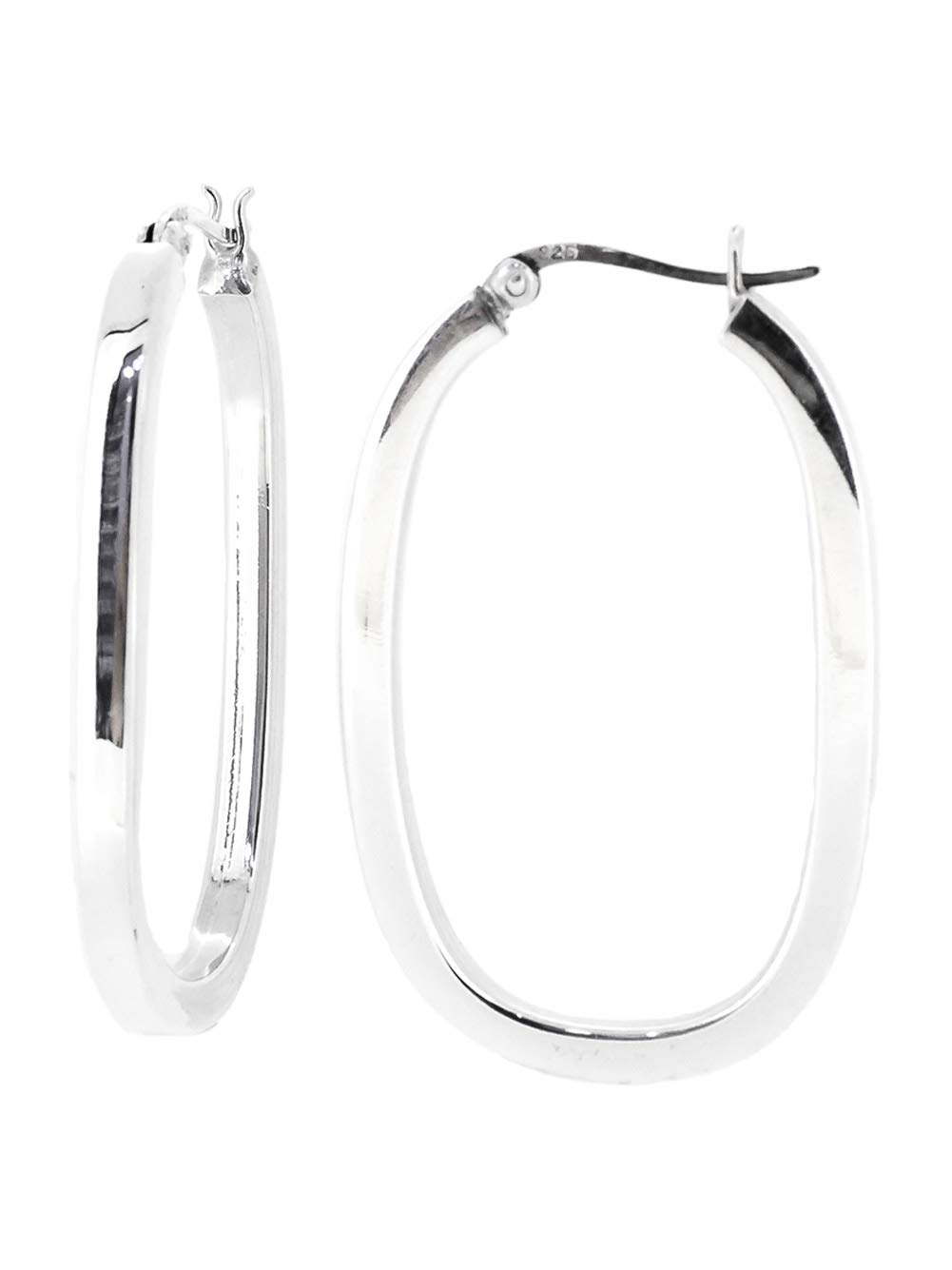 TreasureBay Women Girls Hoop Earrings Classic 925 Sterling Silver Oval Hoop Earrings