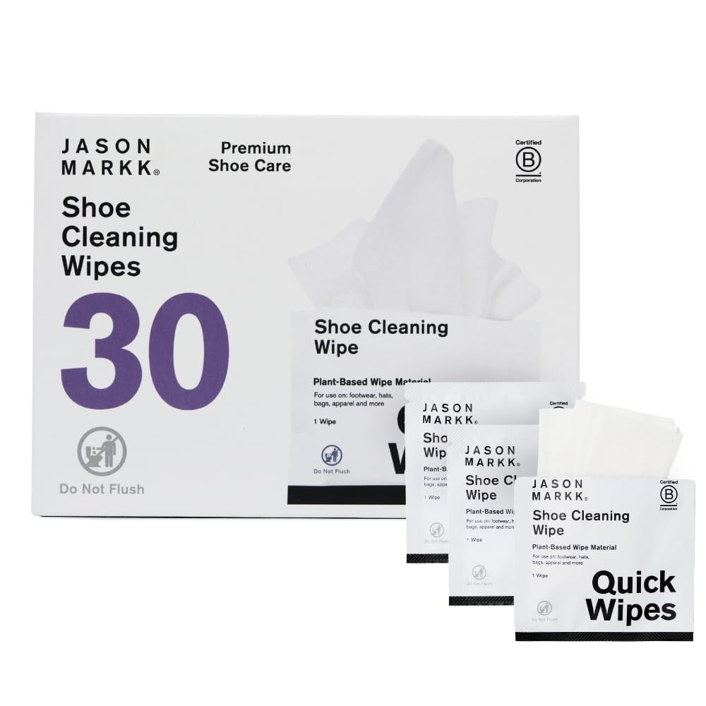 Jason Markk Quick Wipes, Shoe Cleaner, Trainers Care, 30 Pack, Individually Packed, Ideal for Footwear, Safe for Leather, Rubber, Plastic, and More