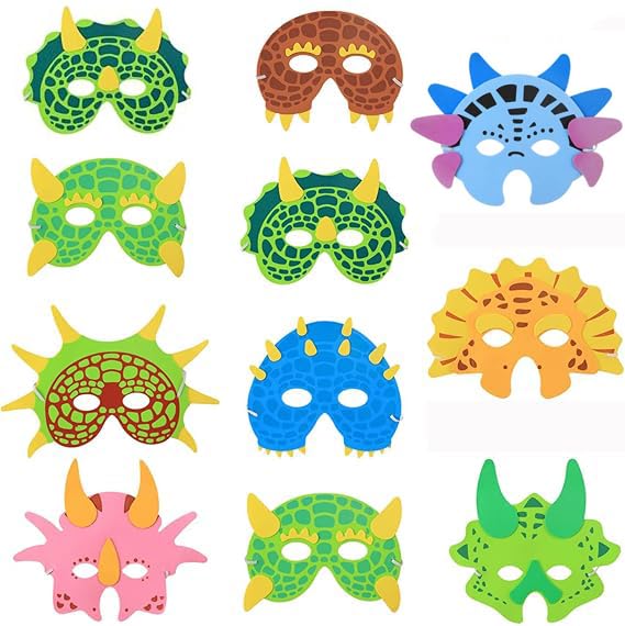 22pcs Dinosaur Masks for Kids 9 Different Types Dinosaur Party Masks Dino Mask Masquerade Foam and Elastic Halloween Face Mask for Dinosaur Party Decorations, Idea for Dinosaur Birthday Supplies