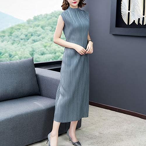 Amazon 服装やアクセサリー ドレス Czルーズハイネックノースリーブワンピースひだ 色 Grey サイズ One Size ワンピース チュニック 通販
