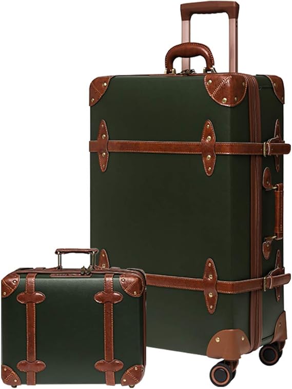 Vintage Luggage Sets Carry On Suitcase Leather TSA lock