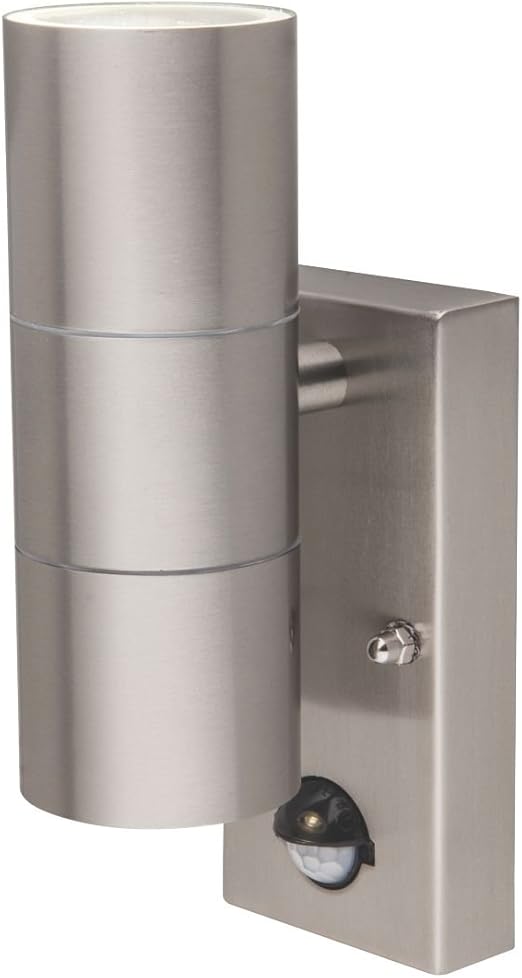 LAP Stainless Steel LED Up Down Wall Light & PIR 2 x 4.3W Amazon.co.uk