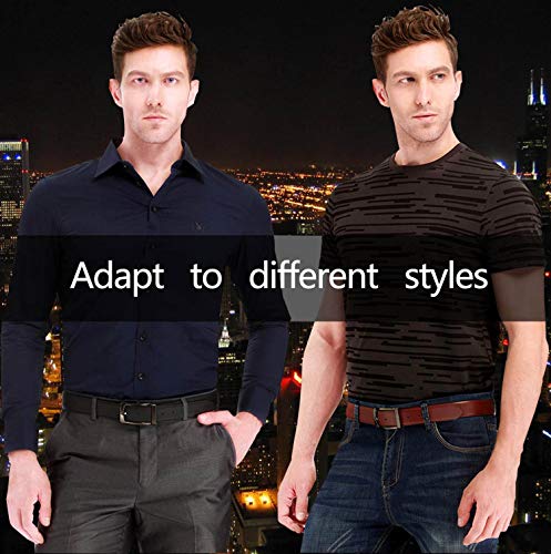 Belt for Men, Bestkee Men's Leather Belt Reversible and Adjustable, Genuine Leather Mens Dress Belt with Rotated Buckle