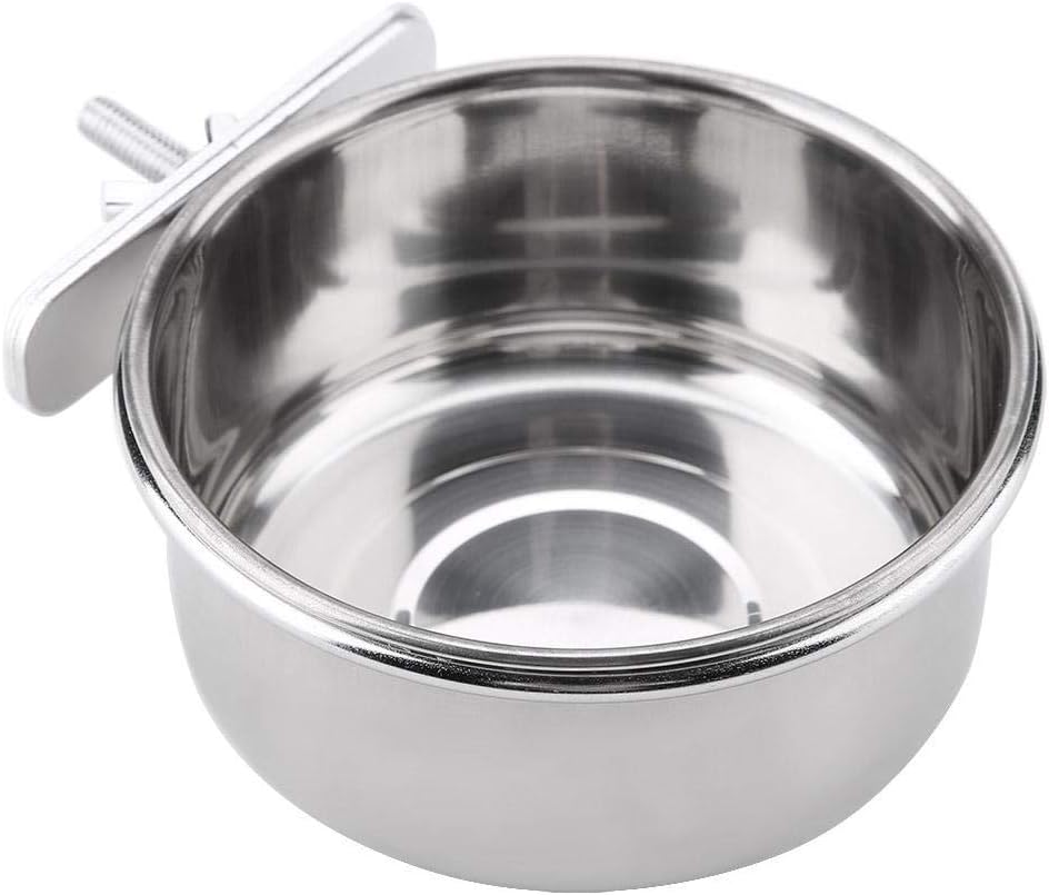 Parrot Feeding Bowl, Parrot Parakeet Stainless Steel Food Water Feeder Bird Cage Accessory(S), Silver - Image 4