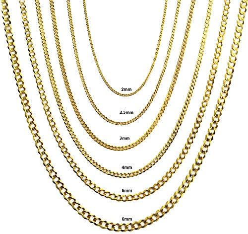 Joule Shop 10K Solid Gold 5mm Cuban Curb Link Chain Necklace, 18-30"