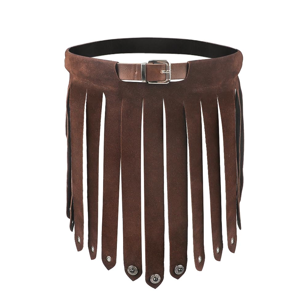 Medieval Armour Skirt Gladiator Leather Kilt Viking Roman Armor Skirt Pirate Knight Tassel Waist Belt Gothic Retro Armour Skirt for LARP Halloween Carnival Cosplay Fancy Dress up Costume Accessory