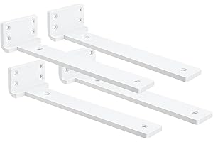 AUNULAHCA Floating Shelf Bracket 8 inch 4 Pack L Brackets for Shelves White Metal Heavy Duty Shelf Brackets for DIY Decorative with Mounting Hardware