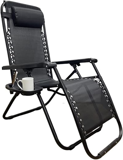 REQUISITE NEEDS Zero Gravity Chair Heavy Duty Textoline Outdoor Relaxer Black