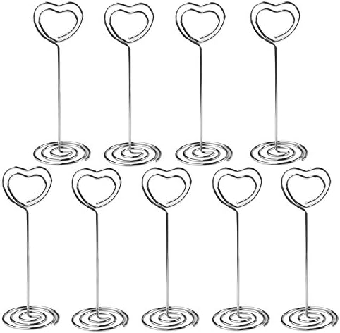 LINPOZONE Heart Shape Table Card Holders (24 Pack), 3.5" Table Number Stands for Weddings, Restaurants, Birthday Party and Event