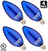 Luxrite LR21264 (4-Pack) Blue LED Filament Candelabra Light Bulb, 4-Watt Equivalent to 40w Incandescent, Bright Blue Color, 350 Lumens, 15,000 Hr Life, E12 Candelabra Base