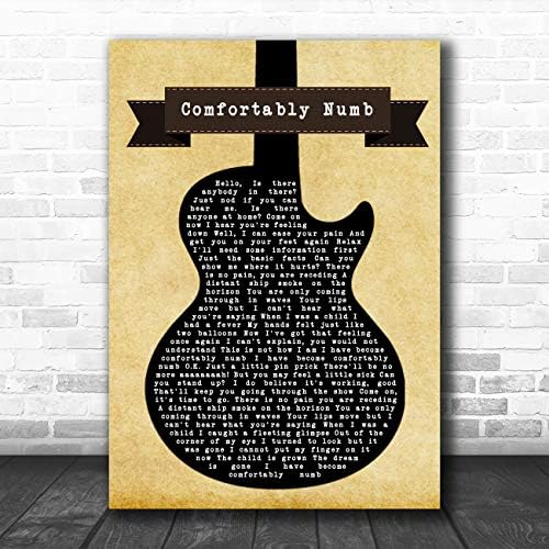 Comfortably Numb Black Guitar Song Lyric Art Music Quote Gift Poster Print