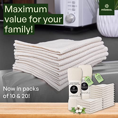 mioeco 10 Pack Kitchen Paper Towels Washable Super Absorbent Natural