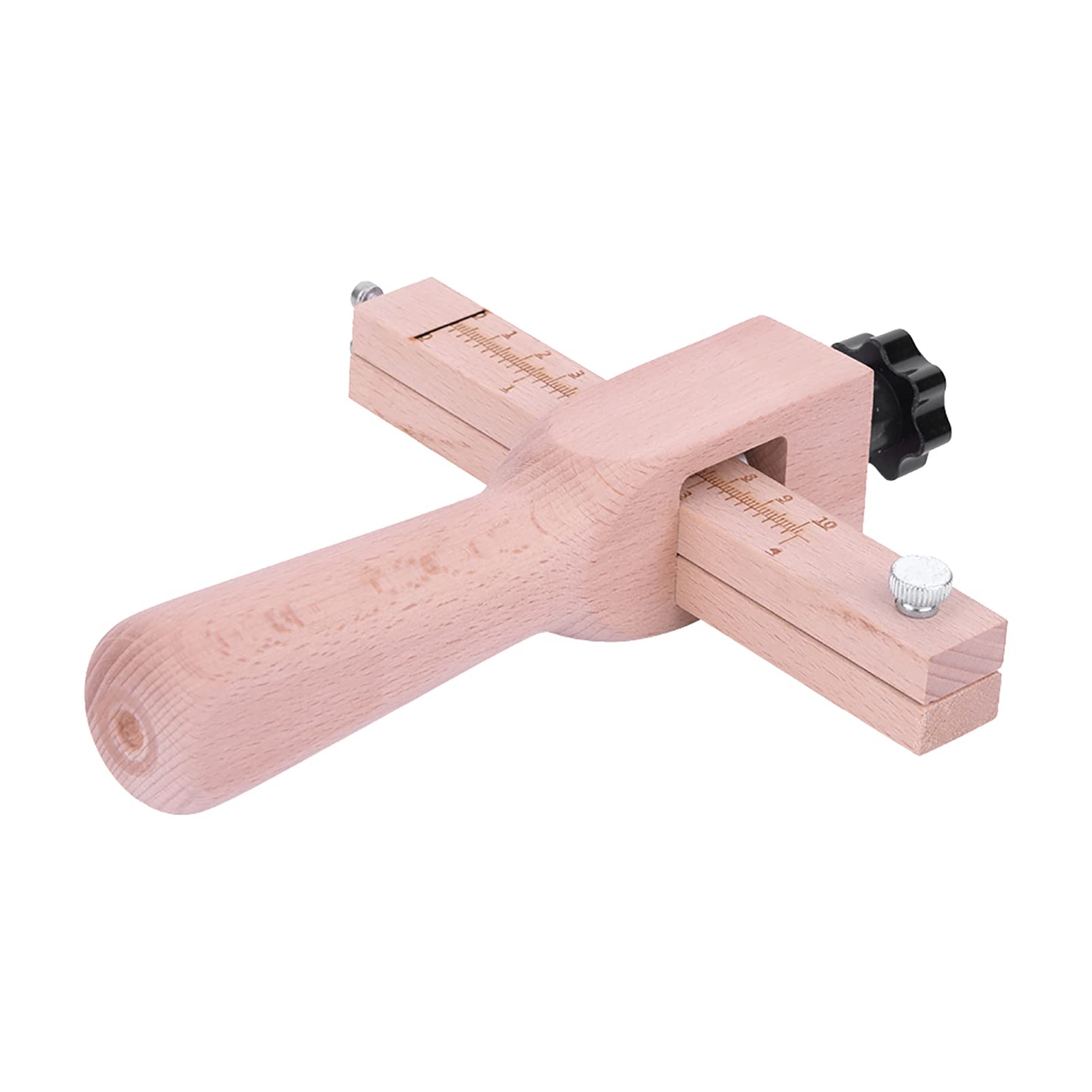Handheld Leather Strap Cutter Kit Adjustable Wooden Hand Cutter Machine with 5 Stainless Steel Blades for DIY Craft Leather Cutting