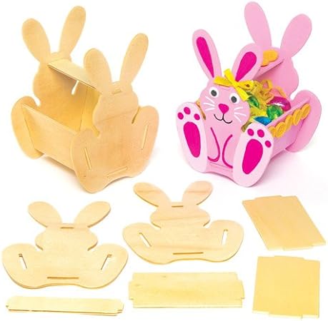 Amazon 木製 イースター バニー バスケット 手作りキット 3個入り イースター 母の日の子どもたちの手作りプレゼント 簡単な工作に メイキングトイ おもちゃ