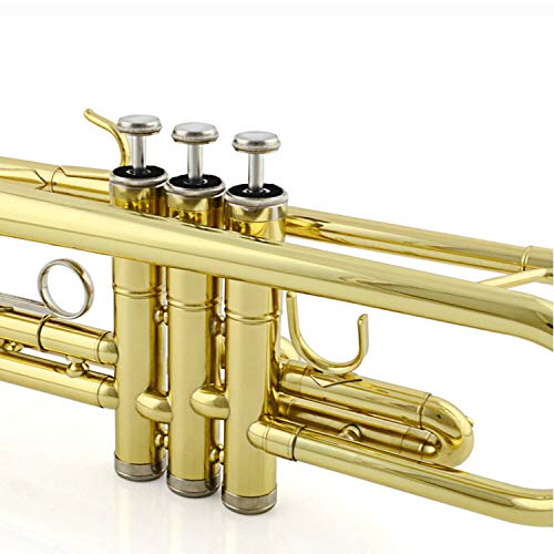 Apelila Gold Trumpet Brass Standard Bb Trumpet-Student Beginner with Hard Case,Gloves,Mouthpiece,Soft Cleaning Cloth,Strap,and Valve Oil - Thumbnail 6