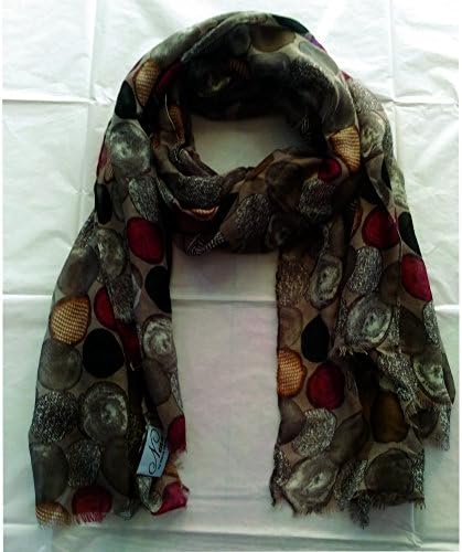 Elena Milani Couture- Big Polka dot handmade silkscreen iced coffee cotton scarf