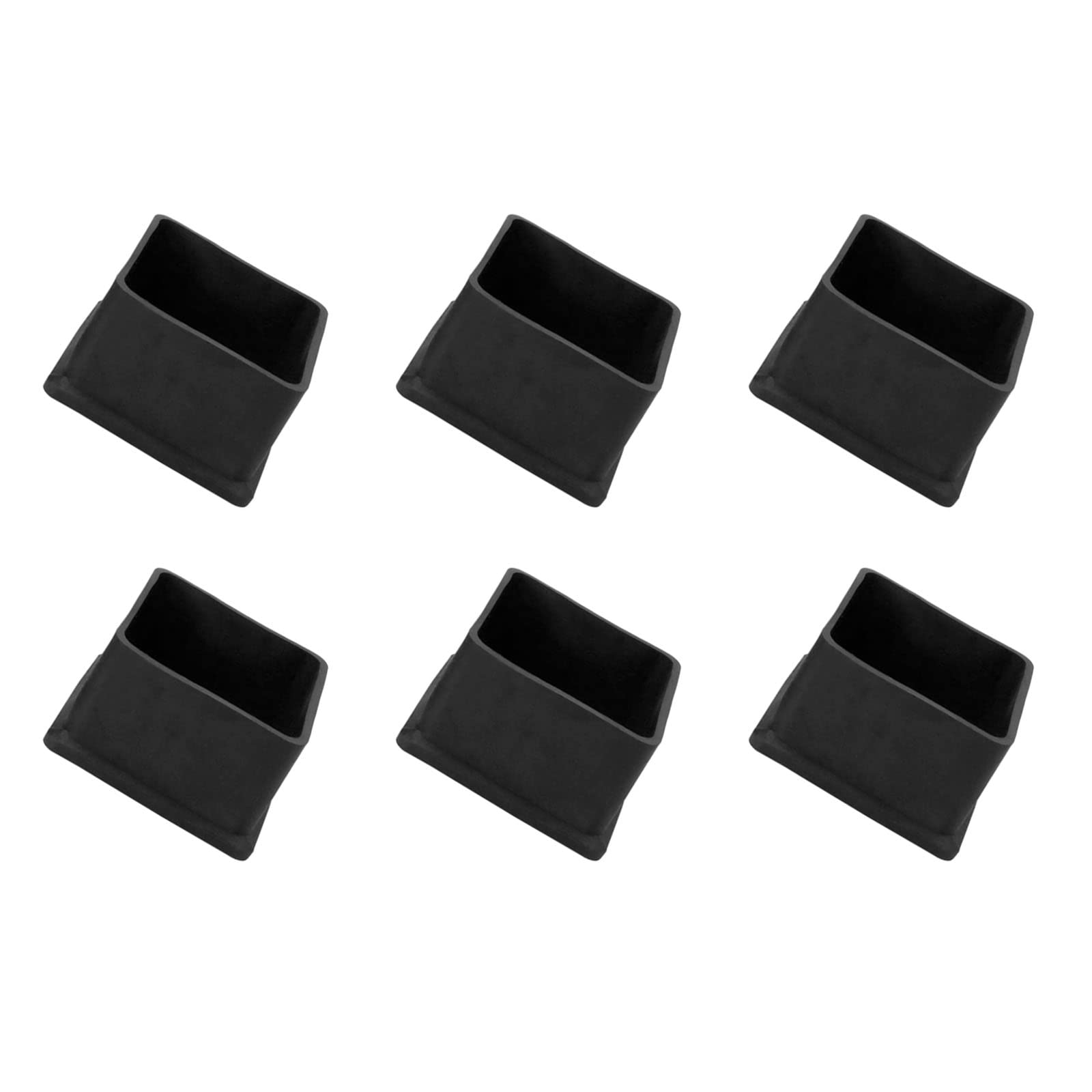METALLIXITY Chair Leg End Cover (50mm x 50mm) 6Pcs, Square PVC Furniture Feet Caps Floor Protector - for Sofa Table Patio Chairs, Black