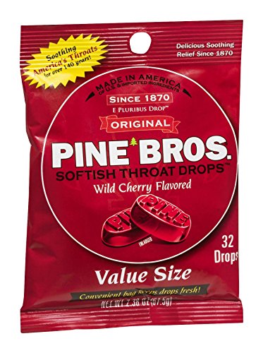 Pine Bros. Softish Throat Drops Value Size Wild Cherry -- 32 Drops, Pack of 3