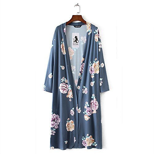 XOWRTE Cardigan Women Long Sleeve Autumn Outerwear Kimono Oversized Shawl Deep-V Blouse Jacket Print Bohemia Coat - Thumbnail 3