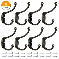 Coat Hooks - 8 Pack Heavy Duty Coat and Hat Hook Robe Hook Cup Hooks Retro Hooks for Coat /Backpack /Bag /Towel /Key /Cap (With 18 Screws)