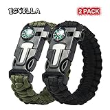 Paracord Bracelet – ECVILLA Survival Bracelet with Compass, Fire Starter, Emergency Knife & Whistle (black+green)