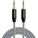 CableCreation 6-Feet 3.5mm Braided audio cable, Male to Male Stereo Aux Cable with Premium Metal, for Smartphones, Tablets and MP3 Player, Black Color