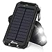 Hiluckey 10000mAh Solar Charger Power Bank External Battery Pack for iPhones, Android with 2 Flashlights and 2 USB Ports