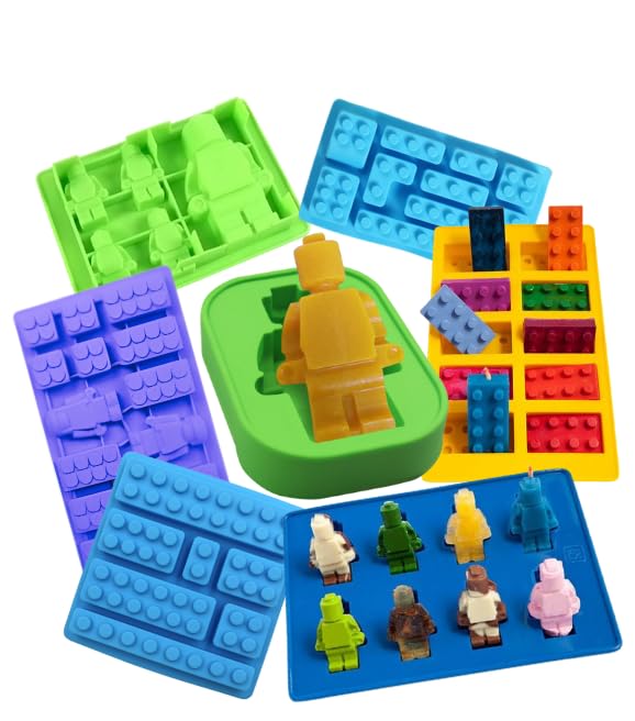 7 Pcs Chocolate Silicone Moulds, Building Bricks Candy Moulds, Robots Figures Jelly Molds, Building Blocks, Kids Cake Cupcake Decorations, Candy Chocolate Baking Molds, Baking Fun at Easter