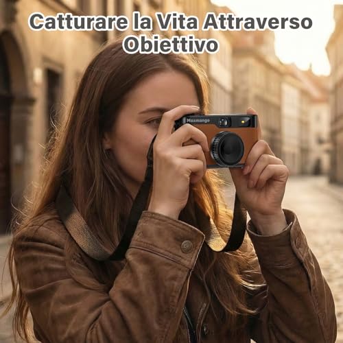 Maxmango D53 Compact Digital Camera Without Screen, Vintage Retro Camera 12 MP Capture Real Moments, Downloadable DIY Filters, USB-C, 8 GB SD Card Included, Up to 4000 Photos (Brown)