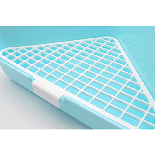Big Triangle-shaped Rabbit Cage Litter Box Corner Toilet Potty Trainer for Adult Guinea Pig Ferret Small Animals (Blue) - Thumbnail 5