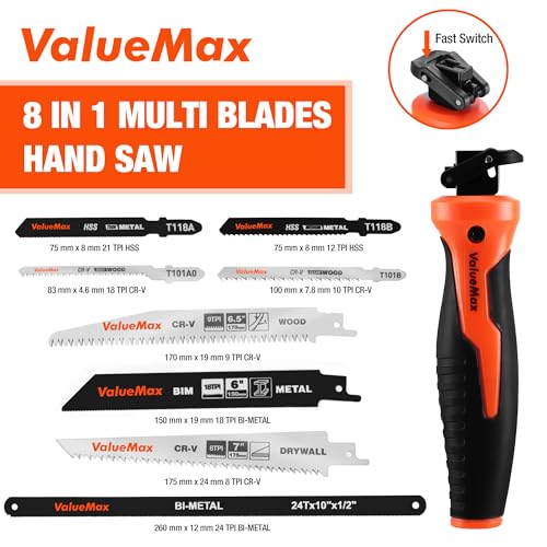 ValueMax 8-In-1 Multi-Blades Hand Saw, Quick-Change, CRV & Bimetal Blades photo 12