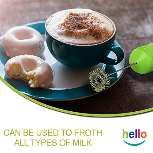 image for MatchaDNA HELLO Milk Frother - Double Whisk Head, Handheld Battery Ope