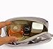 wonbye Travel Cosmetic Bag for Women Portable Leather Toiletry Bag Hanging Makeup Organizer Double Compartments Waterproof, Silver