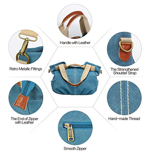 Eshow Women Canvas Shoulder Bag Hobo Handbags and Purse Cross-Body Bag Messenger Bag Travel mom bag for women - Thumbnail 3