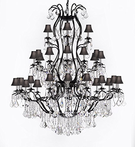 Large Foyer Entryway Wrought Iron Chandelier Lighting With Crystal