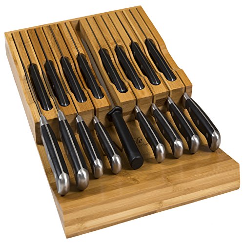 InDrawer Bamboo Knife Block Holds 16 Knives (Not Included) Without